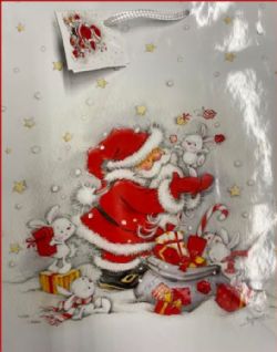 *** SAC CADEAU - PÈRE NOËL AVEC PETITS LAPINS